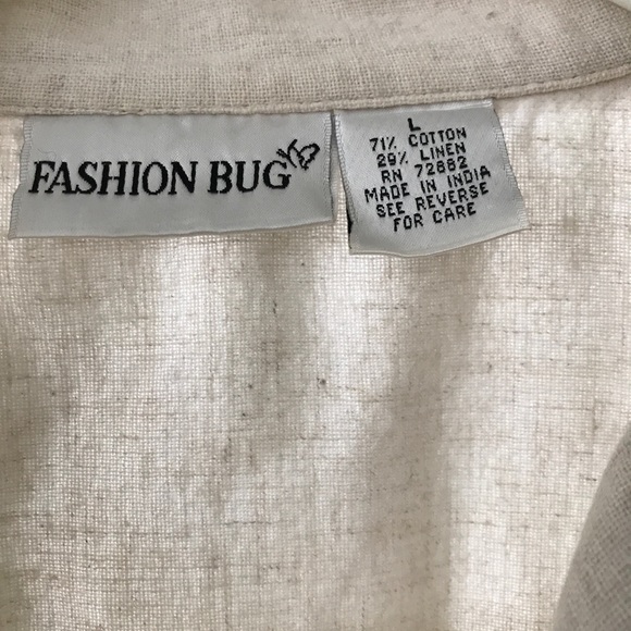 Cotton/linen button up shirt with embroidered details at waist. - Picture 4 of 7